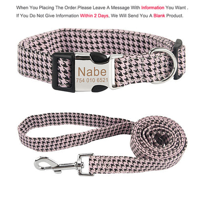 Bohemia Engraved Dog Collar Leash Set