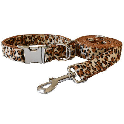 Leopard Print Bow Tie Dog Collar