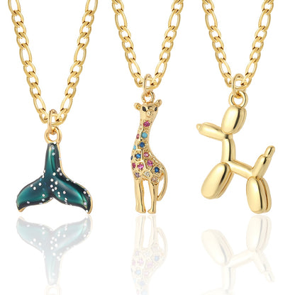 Dog Animals Cute Necklace Gold