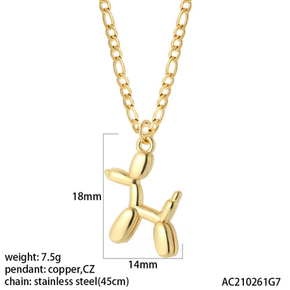 Dog Animals Cute Necklace Gold