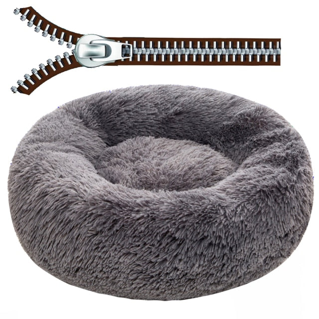 Round Plush Dog Bed Basket Cushion
