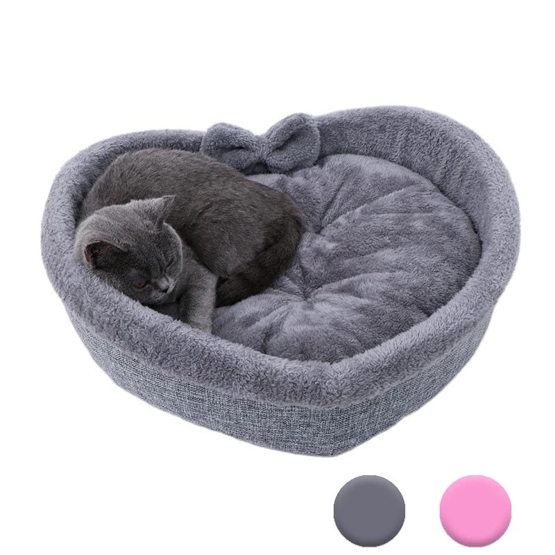 Fluffy Heart-shaped Pet Bed Velvet Soft Sleeping Beds