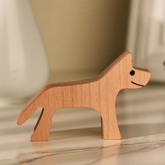 Family Wood Dog Carving Ornament
