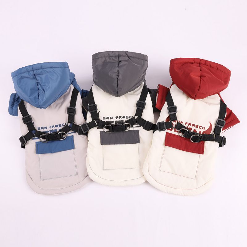 Warm Dog Coat With Harness Clothes Fleece
