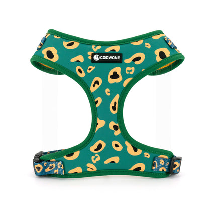 Adjustable Dog Collar Durable Soft Green Leopard Design
