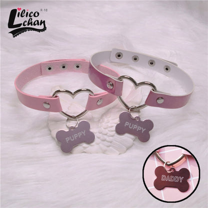 Pink Girls Dog Bone Shape Choker Necklaces