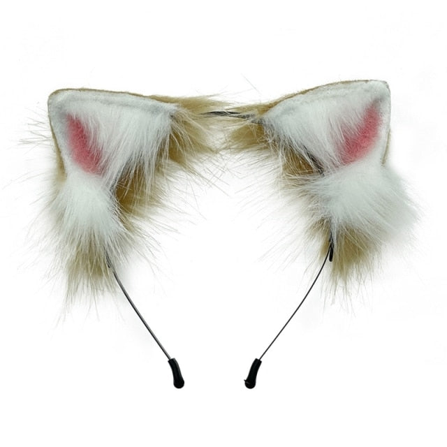 Girls Plush Animal Dog Ears Hair Hoop