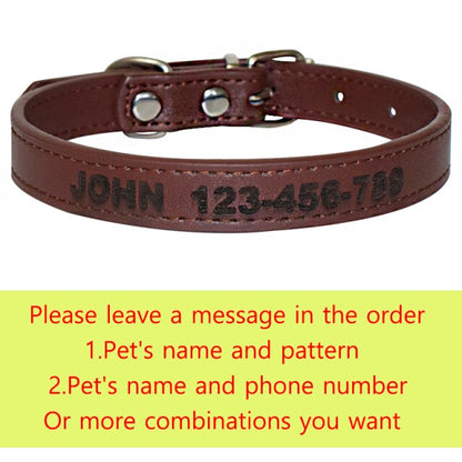 ID Name Dog Collar PU Leather
