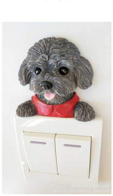 Teddy Dog Resin Switch 3D Wall Sticker