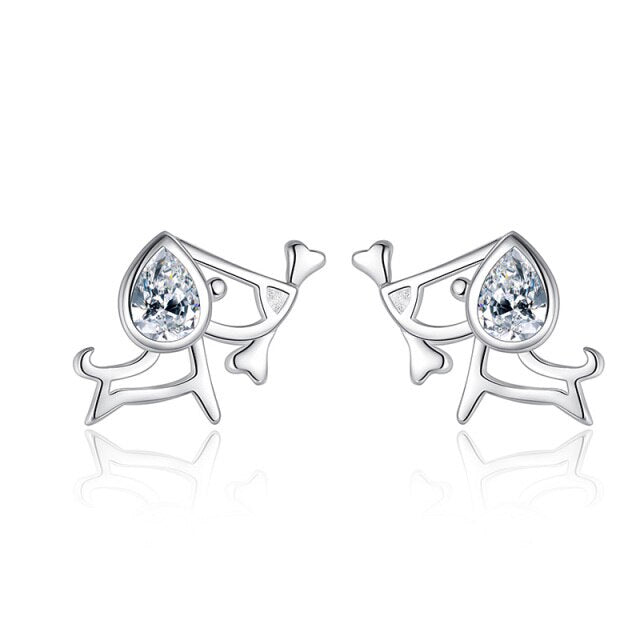 Lovely Dog Stud Earrings Dazzling
