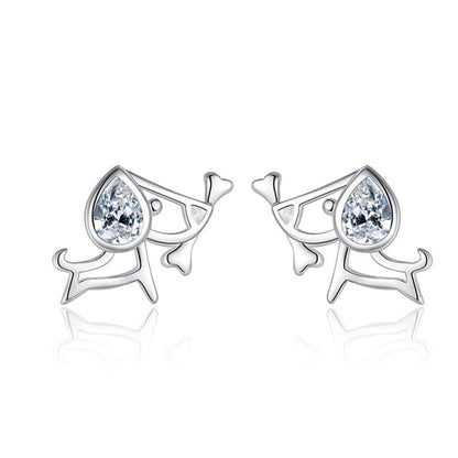 Lovely Dog Stud Earrings Dazzling