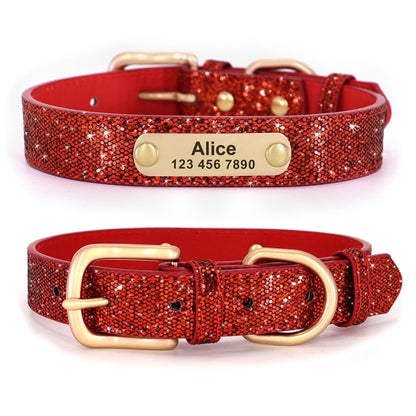 Anti-lost Dog ID Collar Bling Sequins