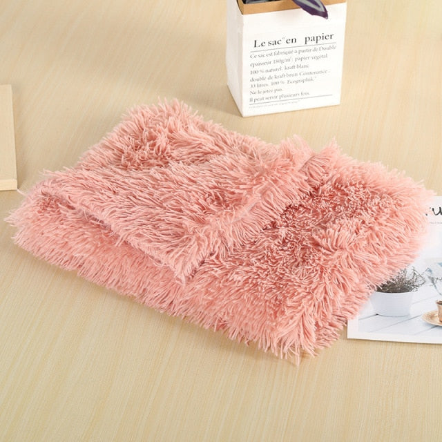 Long Plush Cat Bed Blankets Warm Sleeping Mat