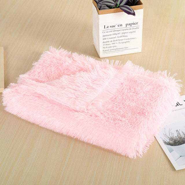 Fluffy Long Plush Cat Bed Blankets Warm Sleeping Mat Nest