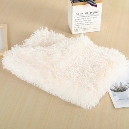 Fluffy Long Plush Cat Bed Blankets Warm Sleeping Mat Nest