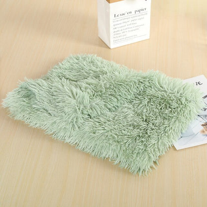 Fluffy Long Plush Cat Bed Blankets Warm Sleeping Mat Nest