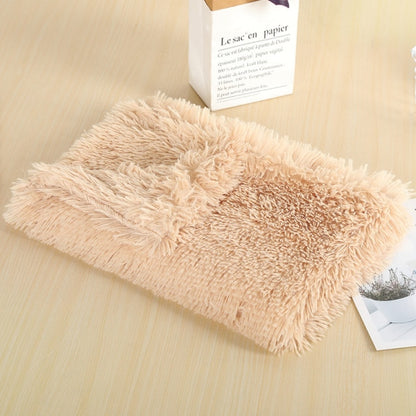 Fluffy Long Plush Cat Bed Blankets Warm Sleeping Mat Nest