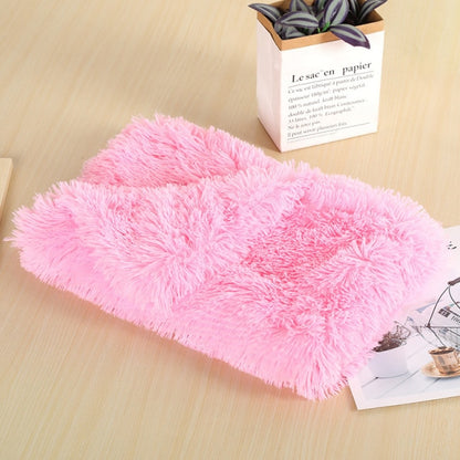 Fluffy Long Plush Cat Bed Blankets Warm Sleeping Mat Nest