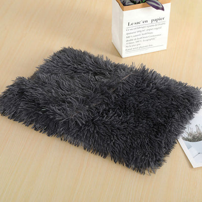 Fluffy Long Plush Cat Bed Blankets Warm Sleeping Mat Nest