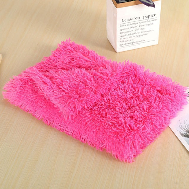 Fluffy Long Plush Cat Bed Blankets Warm Sleeping Mat Nest