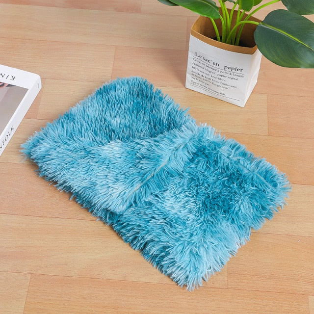 Fluffy Long Plush Cat Bed Blankets Warm Sleeping Mat Nest