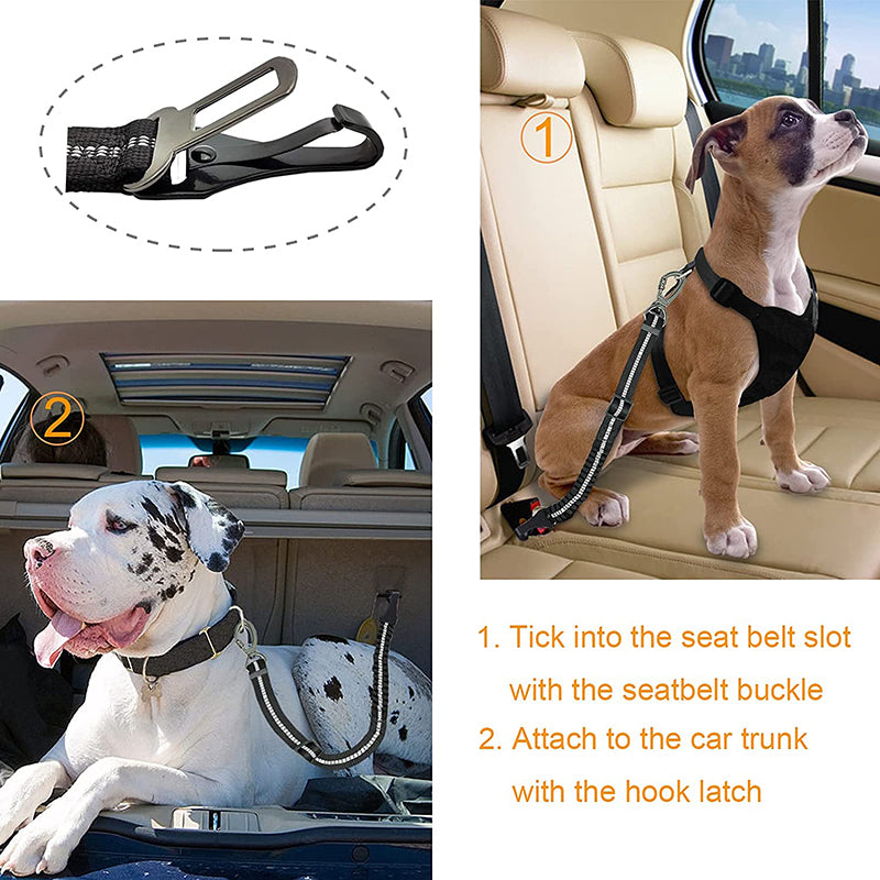 Adjustable Dog Seat Belt Enhanced Carabiner
