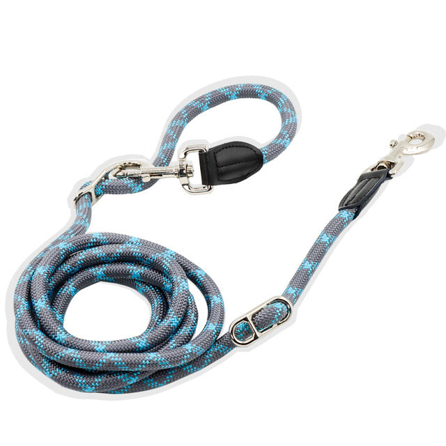 Reflective Nylon Double Leashes Dogs Chain Traction