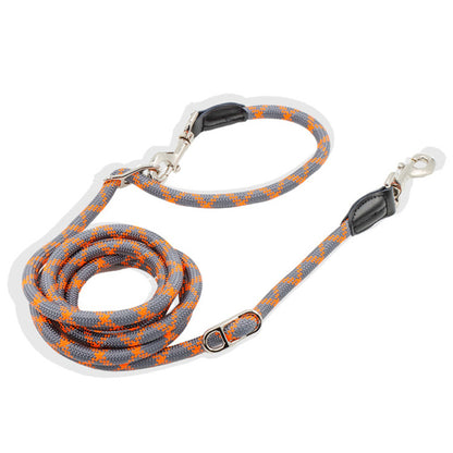 Reflective Nylon Double Leashes Dogs Chain Traction