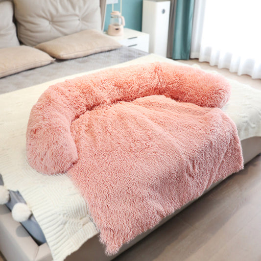 Plush Dog Sofa Cover Luxury Bed Removable Mat