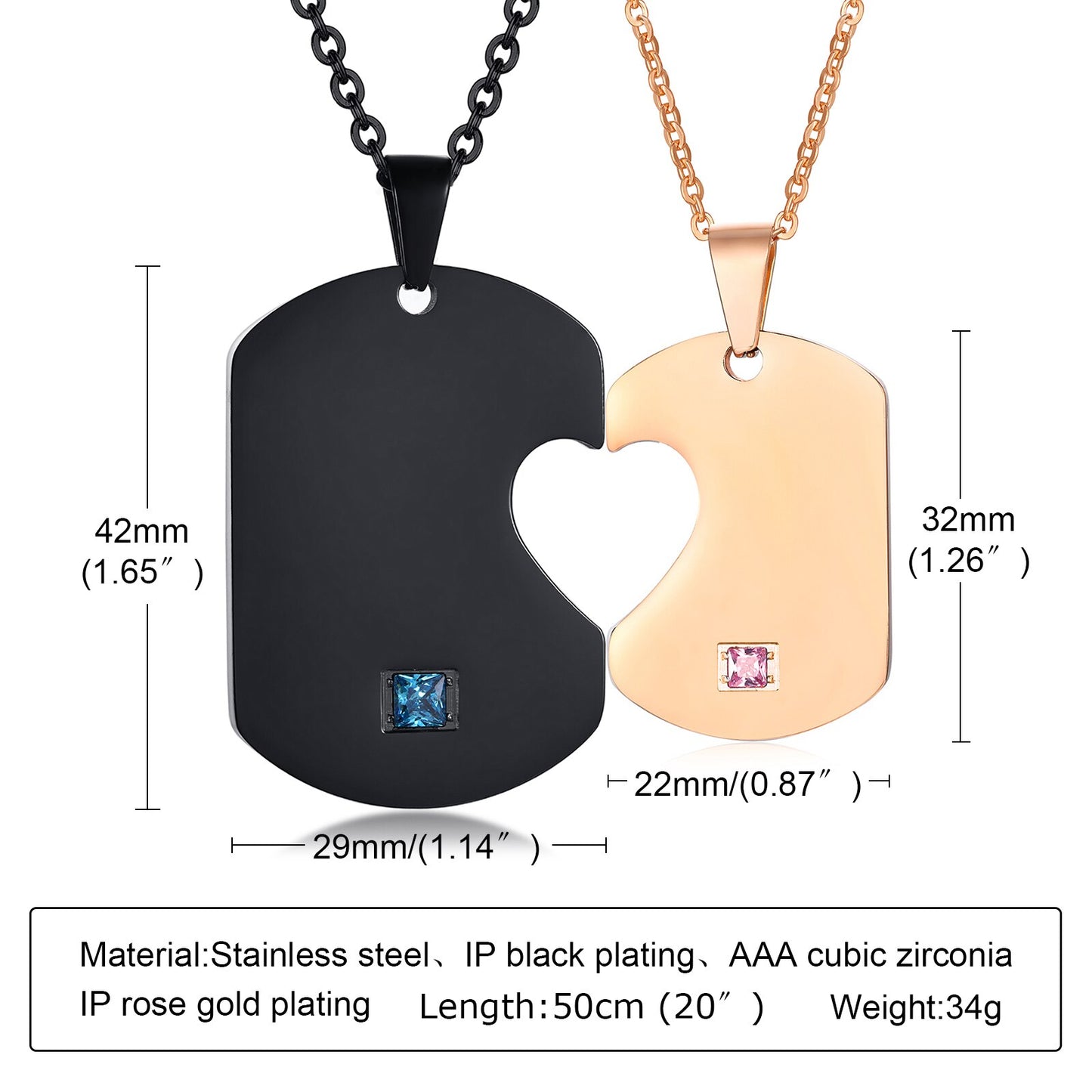 Couple Puzzle Heart Dog Tags