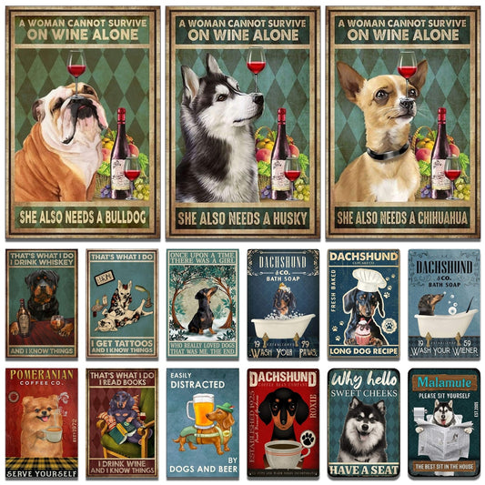 Funny Dogs Retro Metal Posters Wall Decor