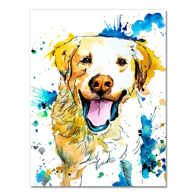 Watercolor Dog Splash Artwork Wall Art Painting