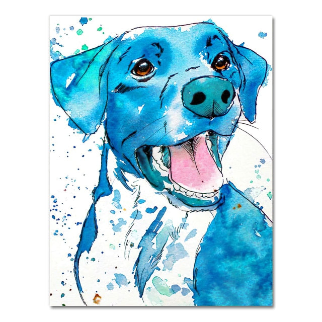 Watercolor Dog Splash Artwork Wall Art Painting