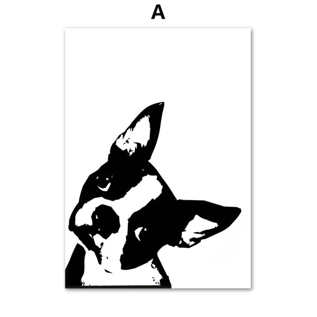 Picture Dog Canvas Painting Black and White
