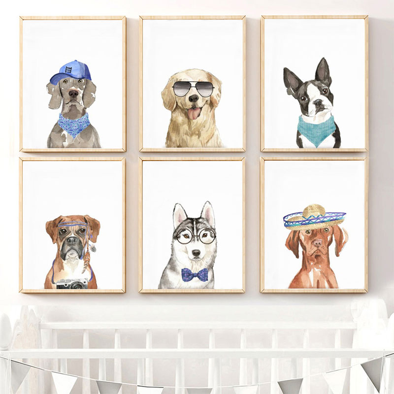 Cartoon Dog Wall Art Cute Picture Room Kids