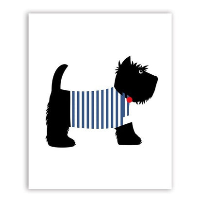 French Style Dog Art Print Poster Home Decor