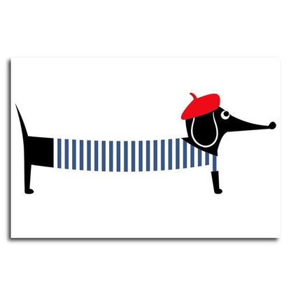 French Style Dog Art Print Poster Home Decor