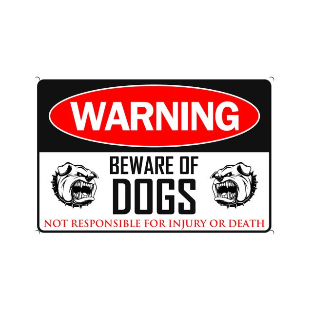 Wall Sticker Beware of Dogs Metal Plate