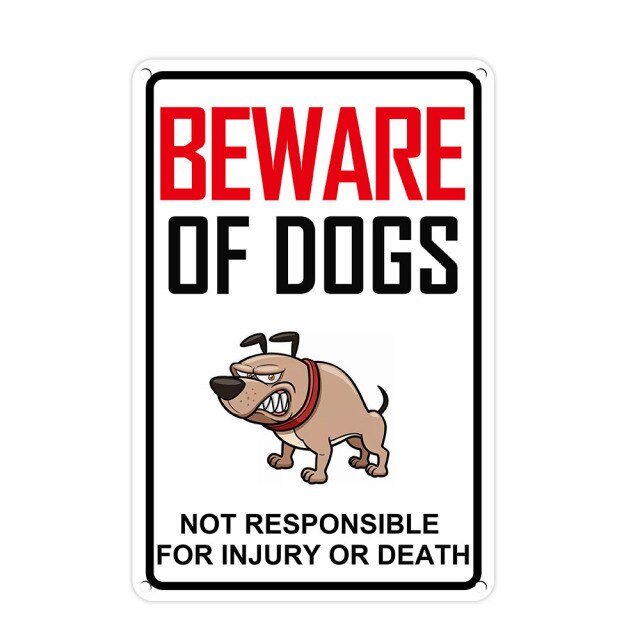 Wall Sticker Beware of Dogs Metal Plate