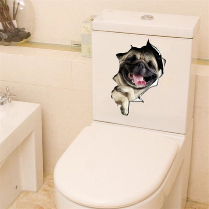 Dog 3D Smashed Switch Wall Sticker Bathroom