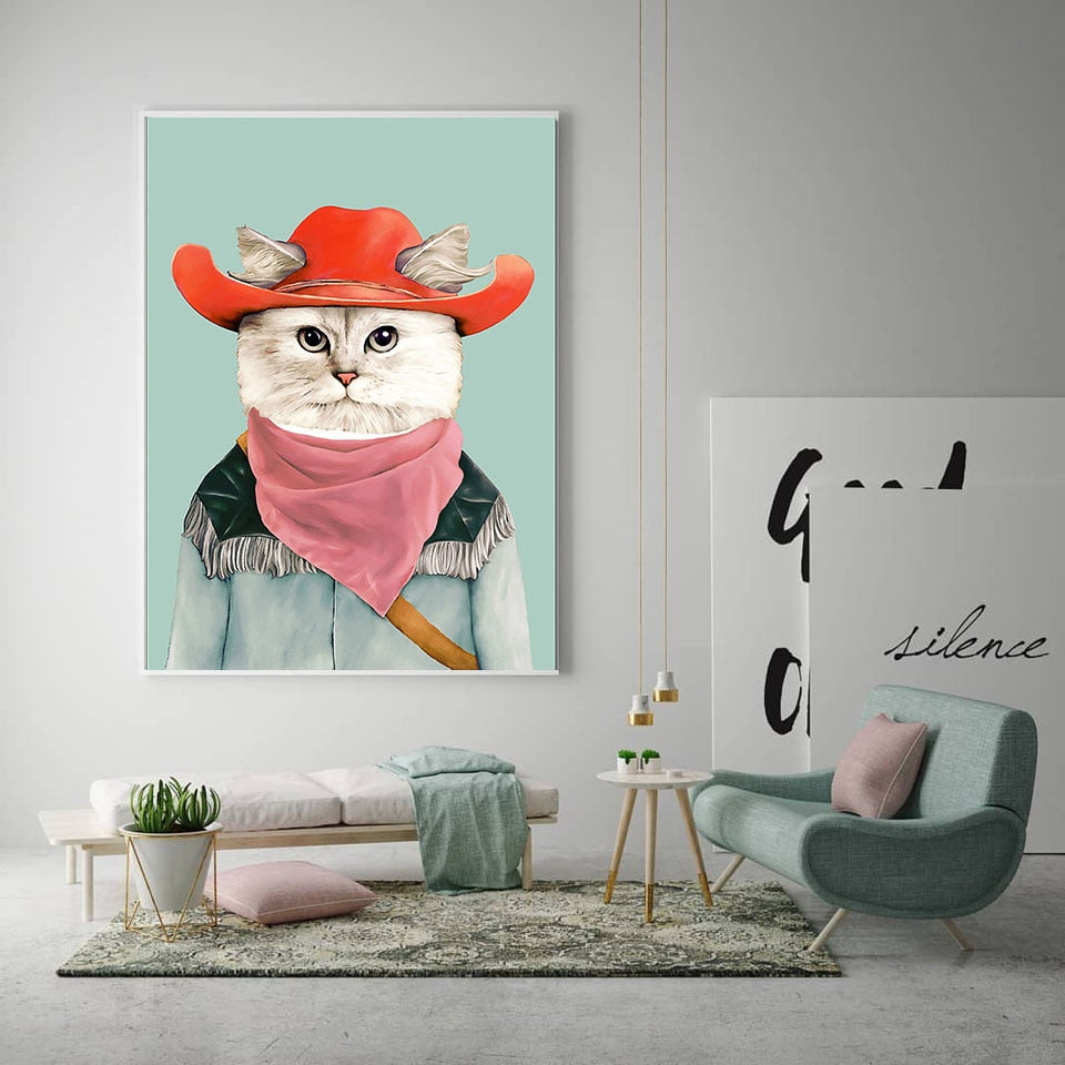 Abstract Art Poster Cartoon Dog Canvas Painting