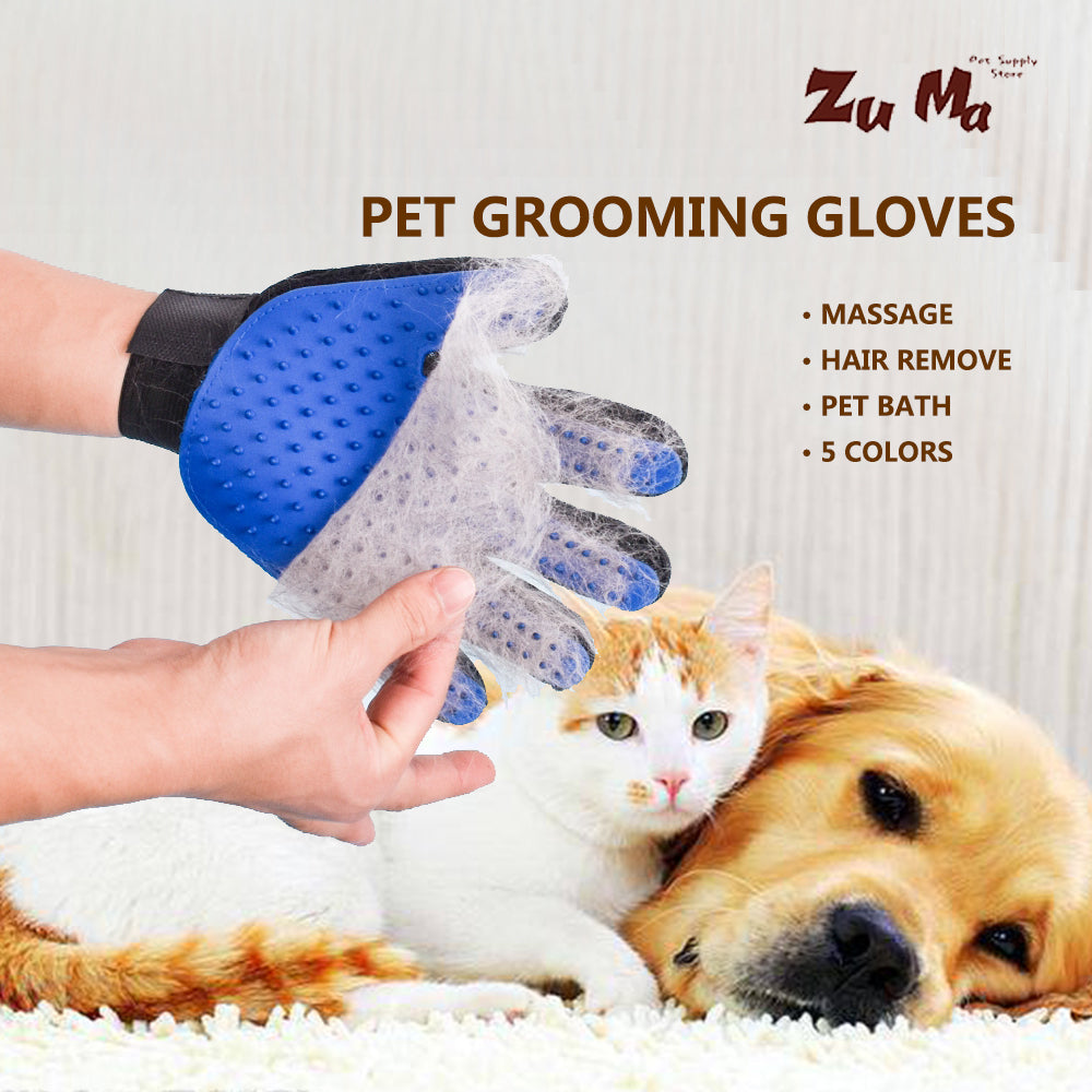 Pet Adjustable Hair Remove Grooming Glove Cat Dog Multi-Colored Deshedding Cleaning Brush Kitty Pooch Nylon Rubber Massage Combs Pet Grooming