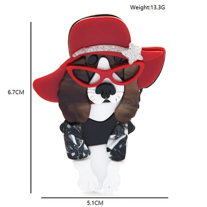 Wear Hat Cool Dog Brooches