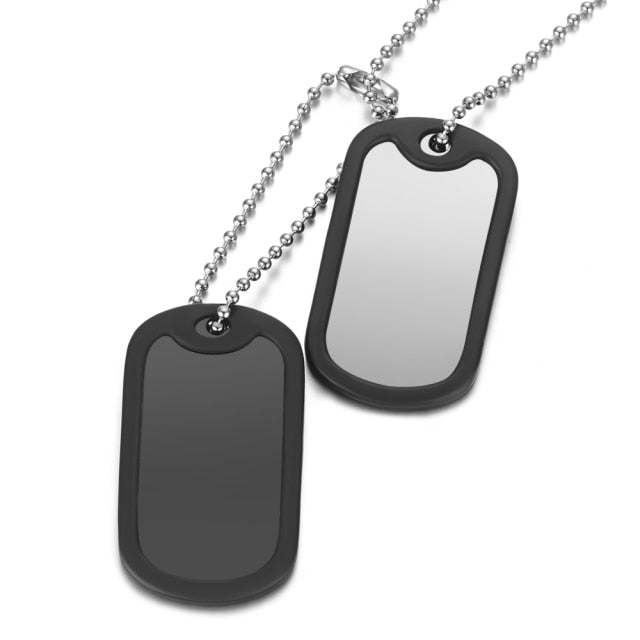 Dog Tags Stainless Steel ID Tags with Black Silicone
