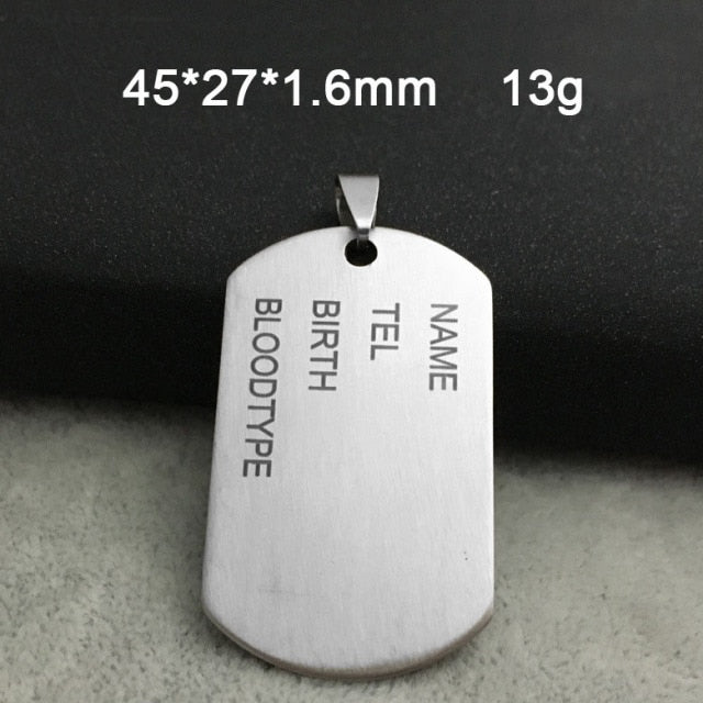 Army Dog Tag Dogtag Necklace