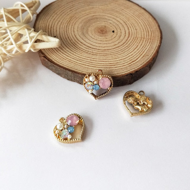 Crystal Heart Charms pendant Jewelry diy
