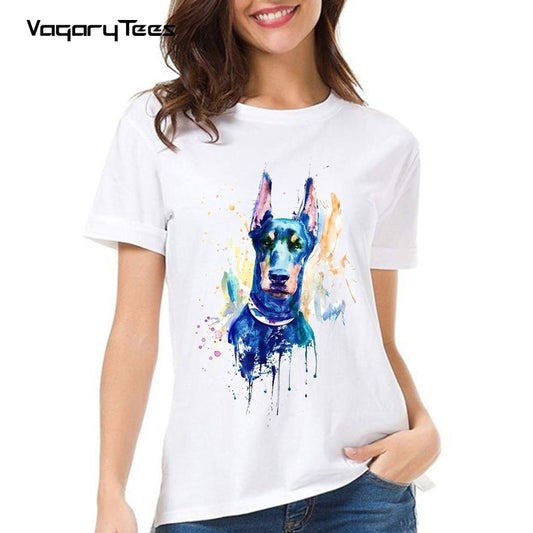 Funny Dog Print T-Shirt Fashion women