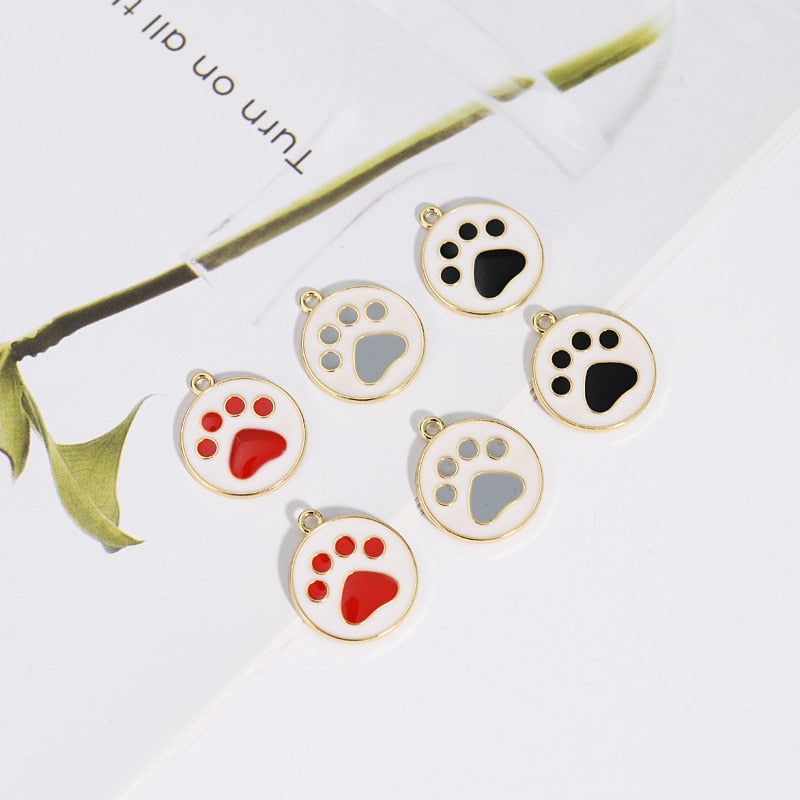 Dog paw Oil Drop Charms Earring