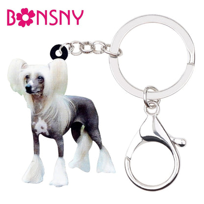 Crested Dog Key Chain Rings