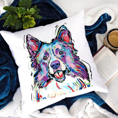 Watercolor Cute Dog Printed Pillowcase